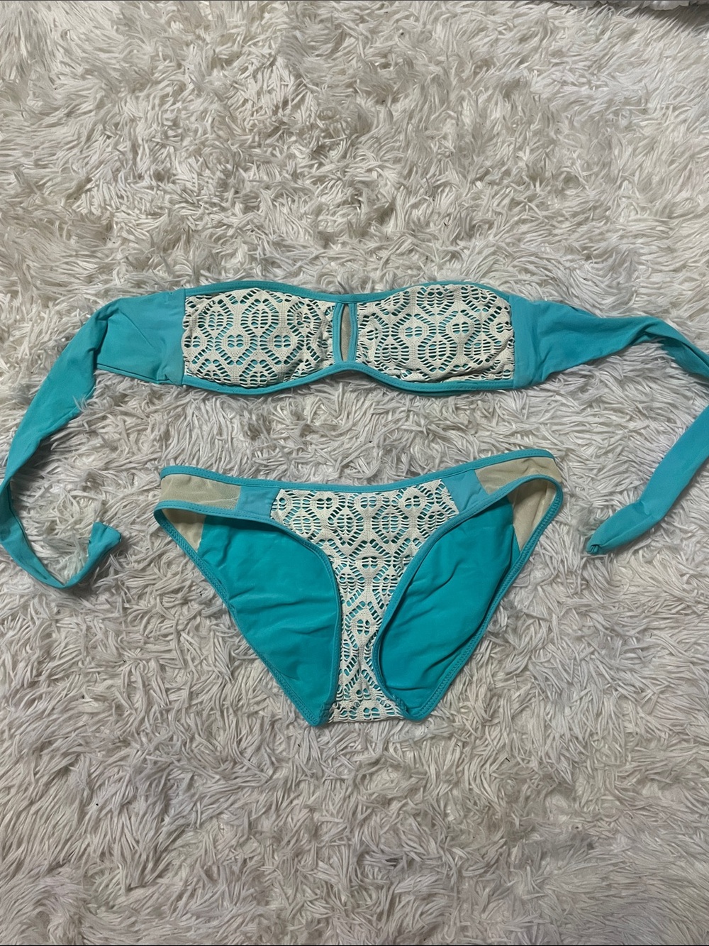 Lace-Accent Bandeau Bikini set